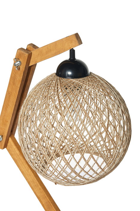Opviq Lámpara de Mesa Beehive en Madera de Pino y Yute